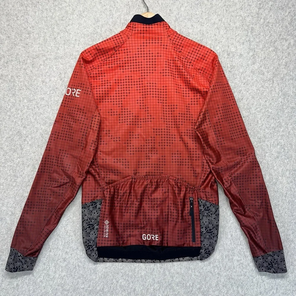 Gore Wear Cycling Jacket Mens Medium Red‎ Black Full Zip Thermal Bike Jersey